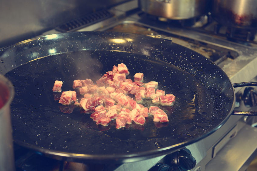 Elk meat in grill pan